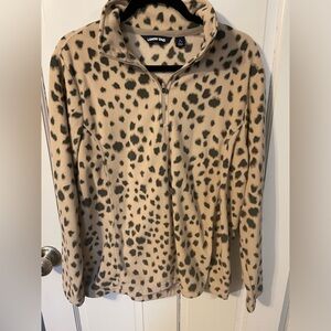 Lands End Leopard Print Fleece Pullover